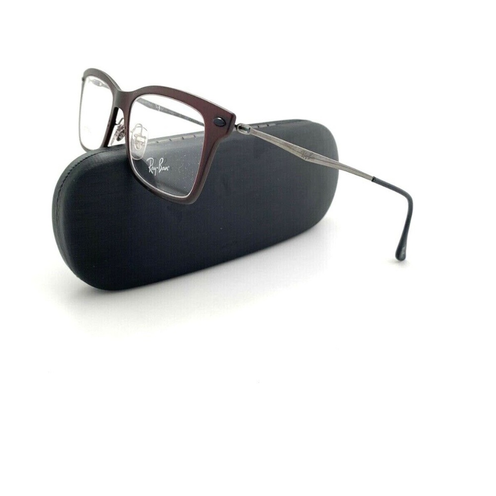 New Ray-Ban Frames Burgundy Gunmetal Unisex RB7039 5456 51 18 140 Eyeglasses